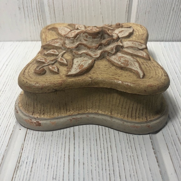 Vintage Trinket Jewelry Box Syroco Floral Square - Picture 2 of 8